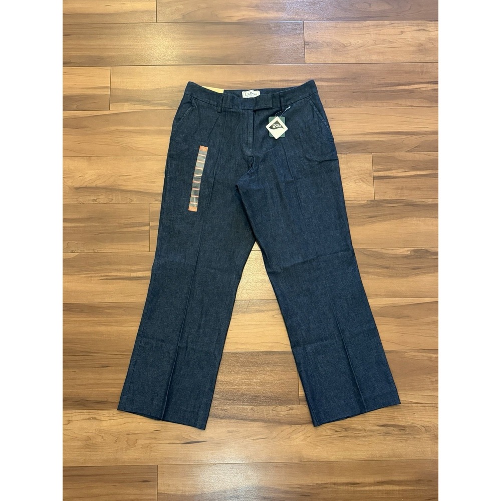 LL Bean Favorite Fit Curvy Trousers Dark Wash Pants Lycra NWT Womens Size 16 Reg
